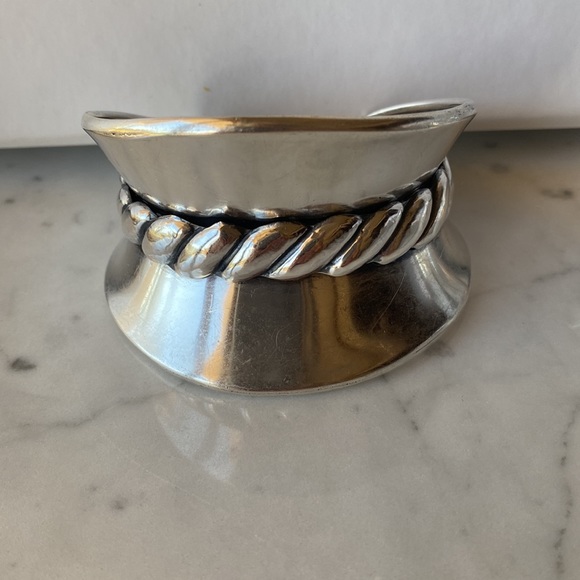 925 Silver Cuff Bracelet Classic Wide Cuff - Picture 2 of 7